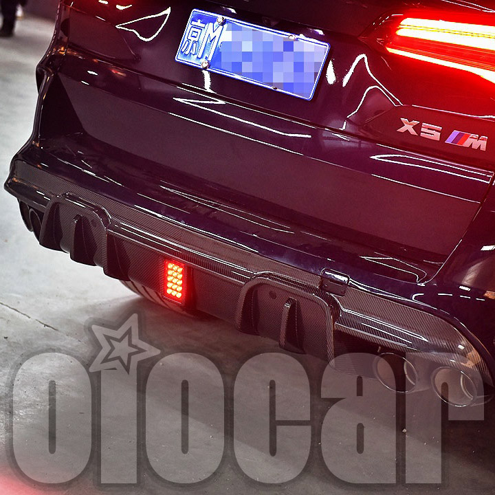 oiomotors MA Style Carbon Fiber Rear Bumper LED Diffuser Spoiler for BM F95 X5M and F96 X6M