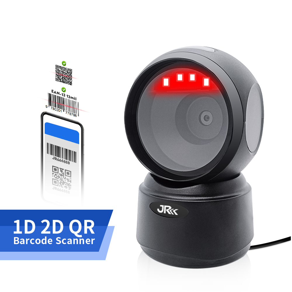 JR T27H Circular Desktop Barcode Scanner 1D QR 2D Barcode Full Code Support Cheap Sales With Free OEM Service