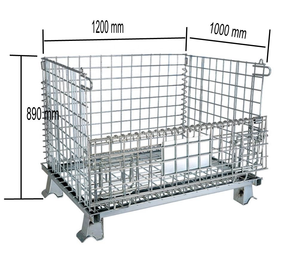 Large Metal Galvanized Steel Wire Mesh Warehouse Heavy Storage Cage