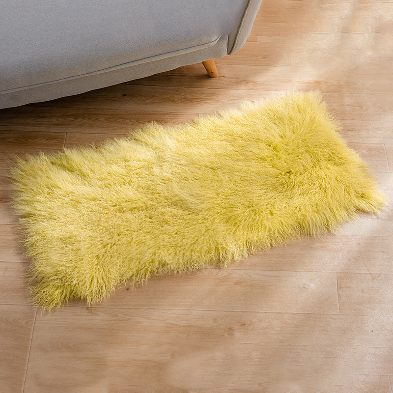 long natural curly hair mongolian lamb fur carpet Tibet lamb skin rugs and carpets indoor