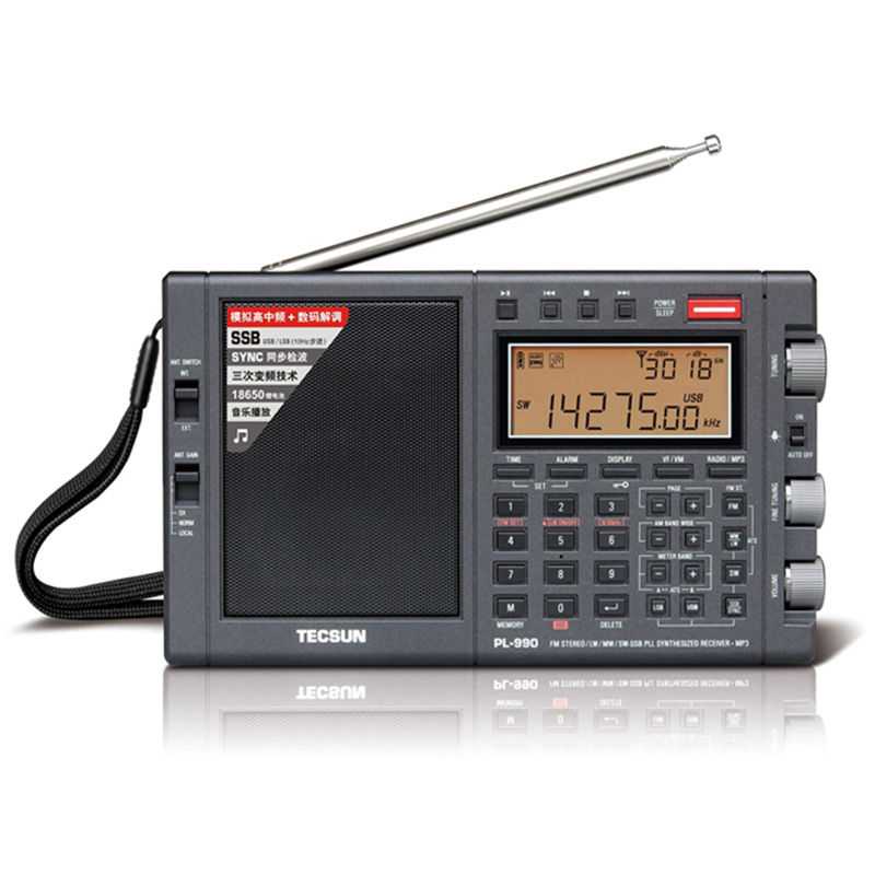 Оптовая продажа цена Tecsun PL-990 портативный FM AM коротковолновое все Wi-боковая полоса (SSB) Цифровая настройка карта памяти 16GB TF приемник