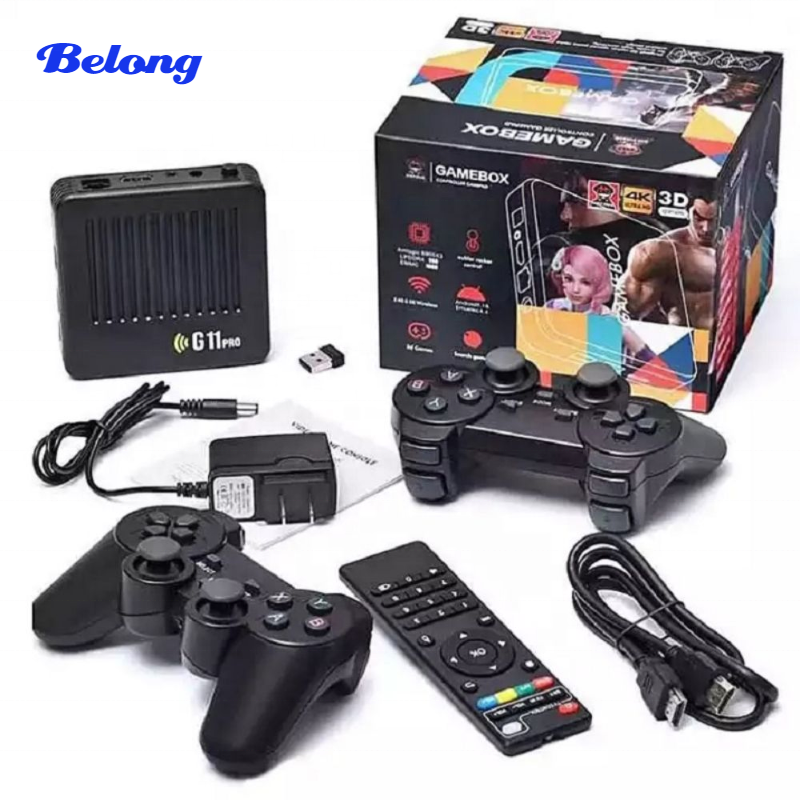 Оптовая продажа G11pro с gamebox беспроводной контроллер 4K HD Android TV Box видеоигровые приставки с эмуляторами 40000 + Ретро игры