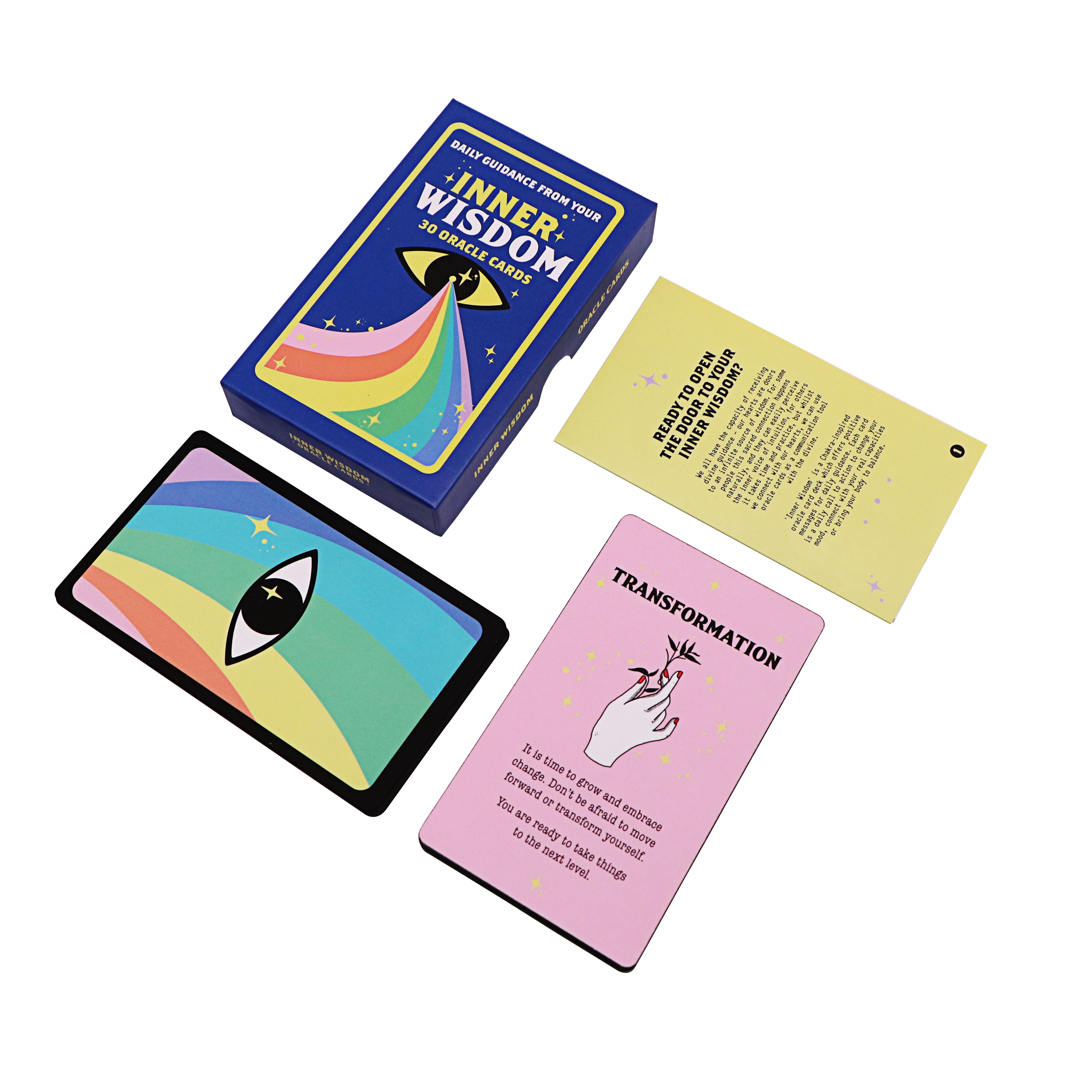 WJPC Newest Exquisite Printing 30 Oracle Custom Positive Affirmation Cards With Tuck Box