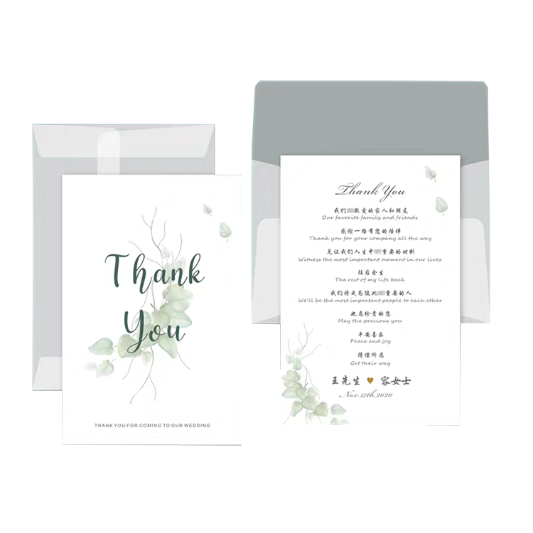 Customized logo Colorful paper mini thank you card with envelope