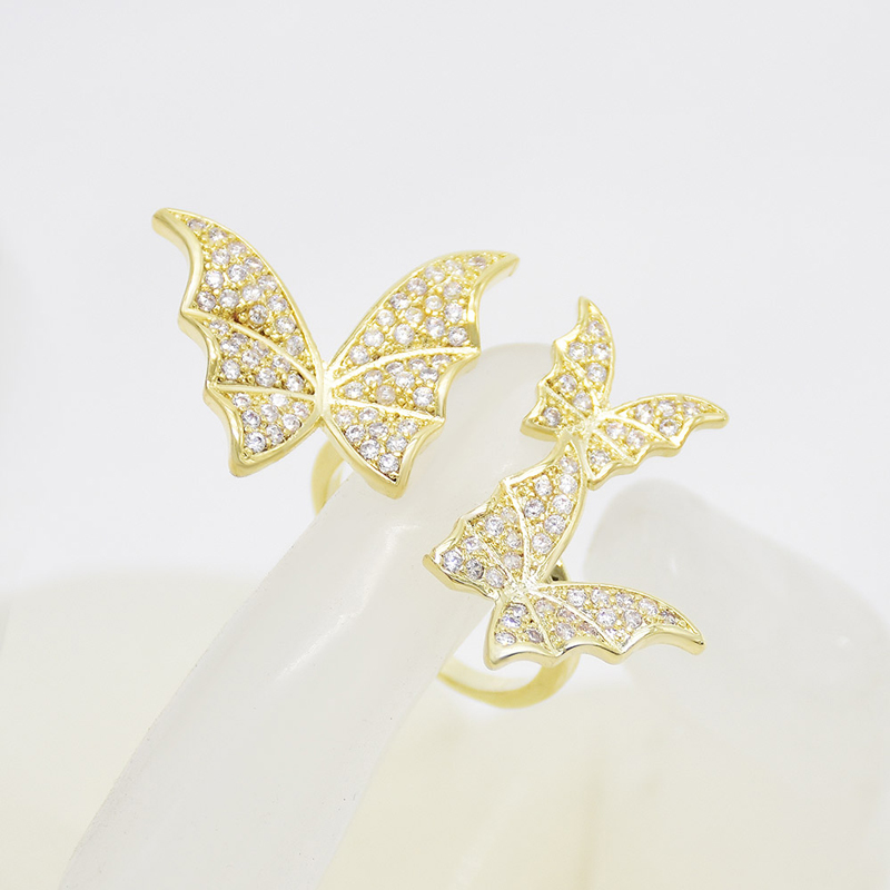 Rhinestone crystal ring opening of women jewelry fashion personality butterfly modelling luxury ring