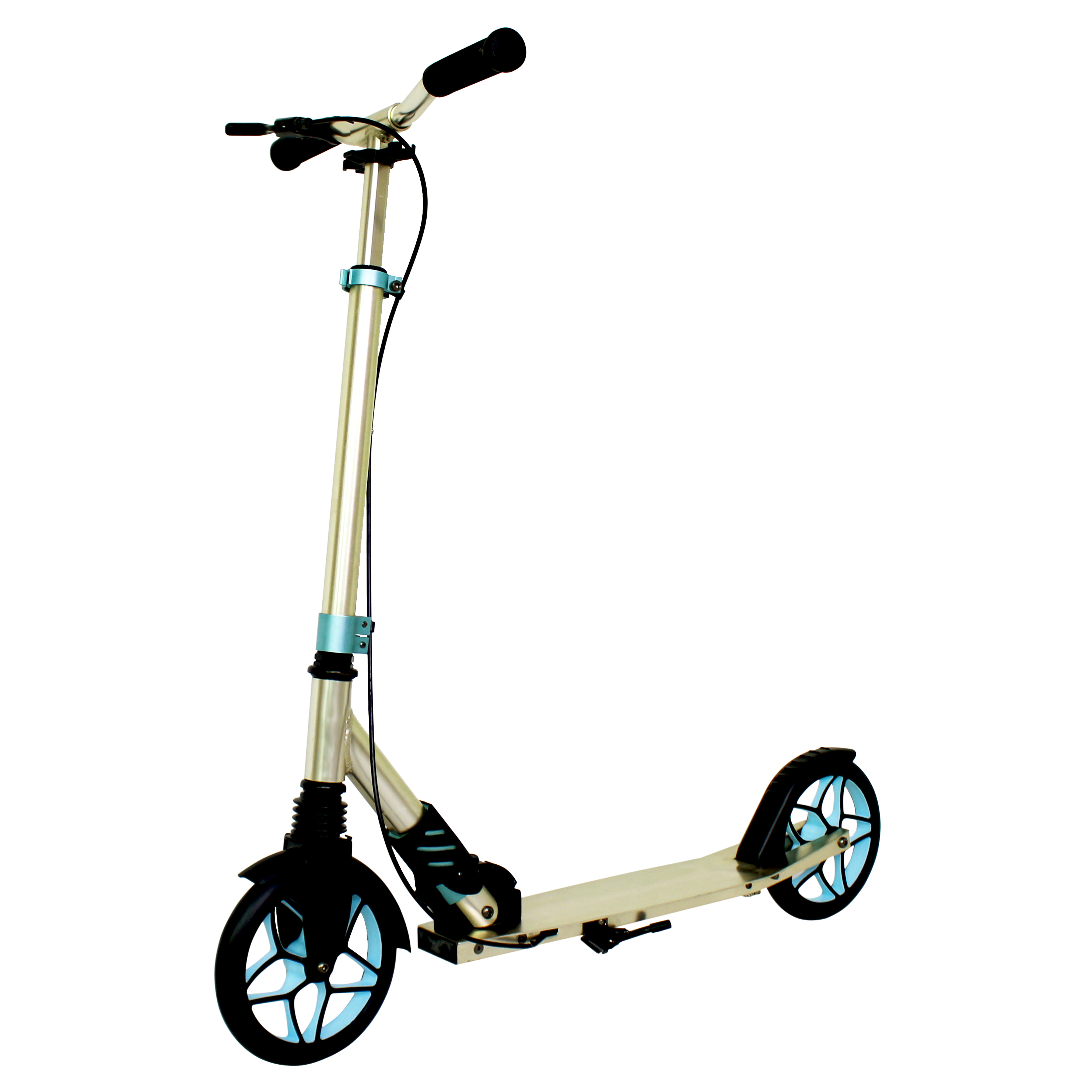 Fashion 200mm quick foldable hand-brake 2 wheels kick scooter adult champagne