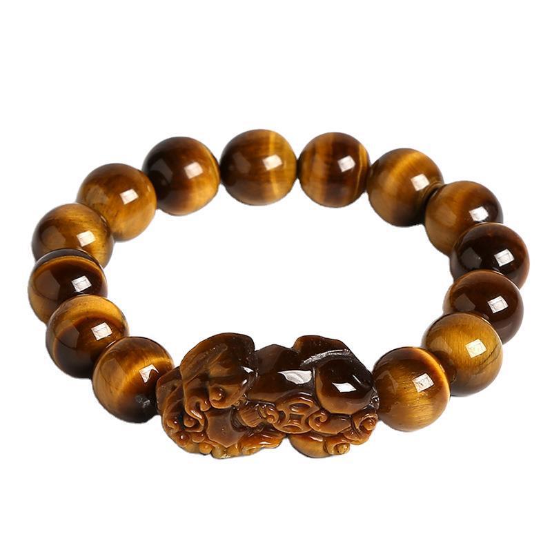 Yellow Tiger Eye Stone Pure Single Circle Men's Jewelry Beaded Bracelets