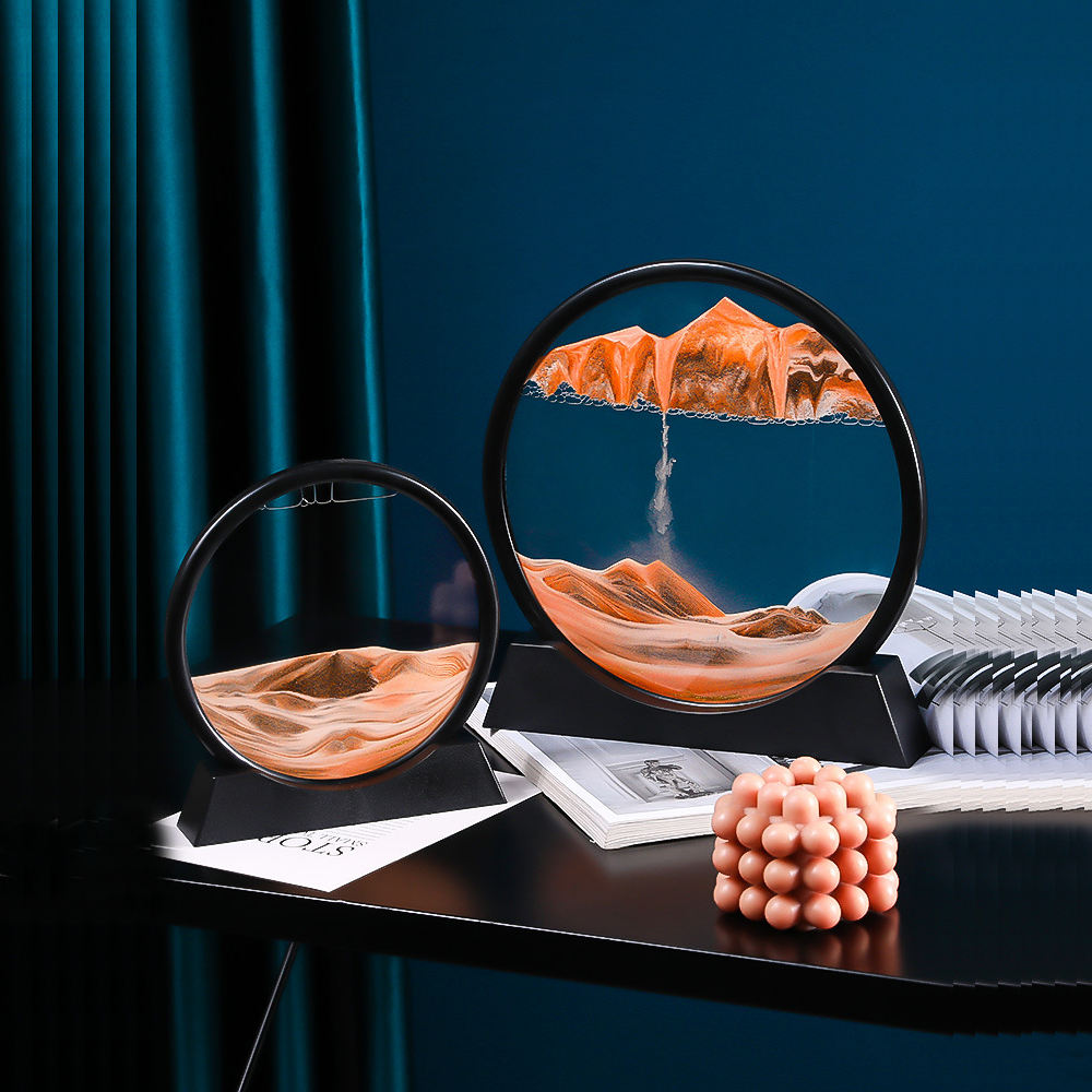 Настольные украшения, плавучая картина, жидкий песок, искусство, 3D движущийся песок, художественная оправа, круглые очки, глубоководный песок, дисплей в движении