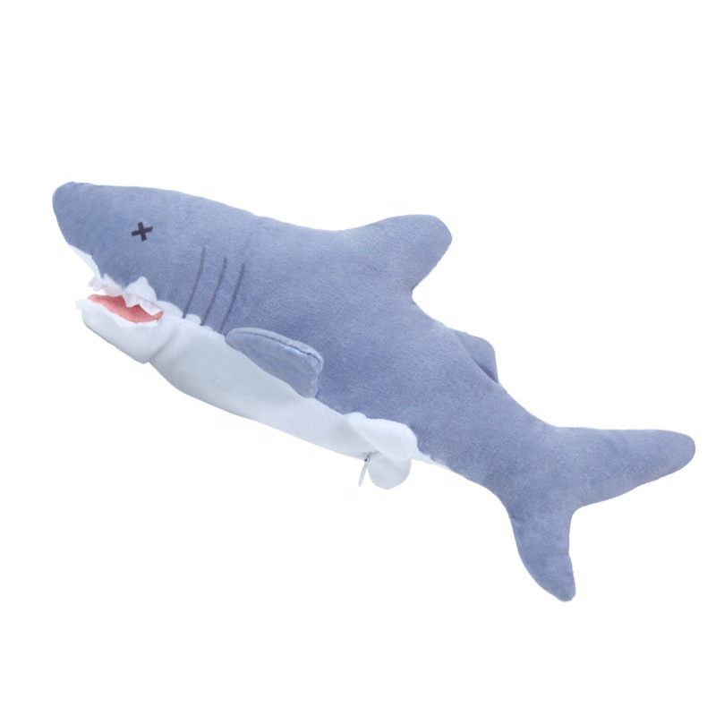 Factory direct sales of plush shark simulation fish toy appearance vibration touch cat toy