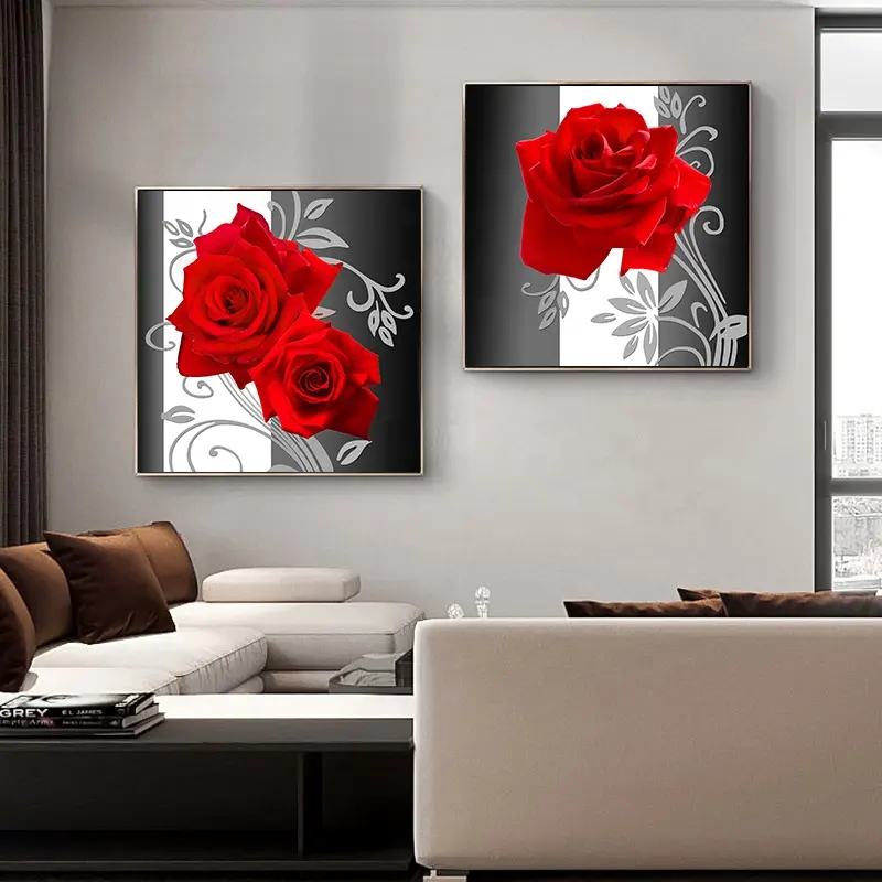 High Quality Big Red Rose Flower Wall Decoration Picture Epson Canvas Print HD Art Poster For Living Room Bedroom