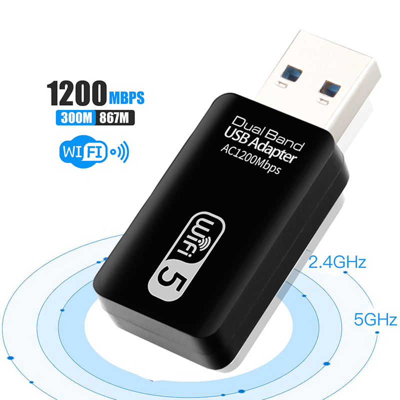 Высокоскоростной rtl8812bu AC1200 (866 + 300) Мбит/с беспроводной usb Wi-Fi адаптер двухдиапазонный 802,11 2,4G и 5G lan Карта для ноутбука и настольного компьютера