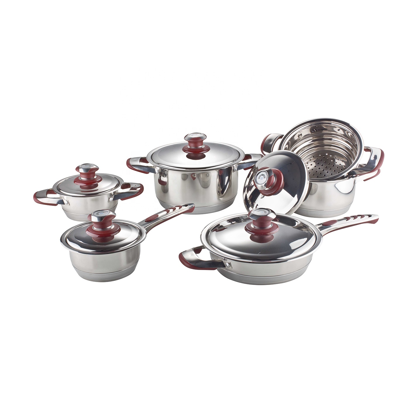 Induction Capsuled Bottom Cooking Pot Sets Stainless Steel Kitchen Pots and Pans Factory Direct Cookware Sets