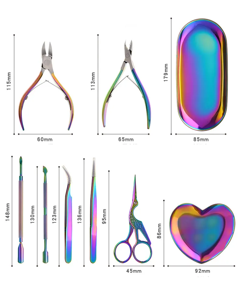 Professional Stainless Steel Nail Art Sticker Rhinestone Eyelash Extensions Picker Tools Nail Tweezers And Scissors Kit