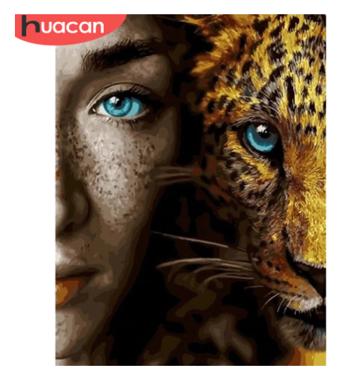 HUACAN Pictures By Number Girl Leopard Gift DIY Oil Painting By Number Animal Home Decor Drawing On Canvas HandPainted Art Gift