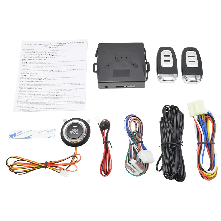 12V PKE Car Alarm Passive Keyless 1 Button Start Remote Control System Auto Remote Push Button Start Stop Automotive