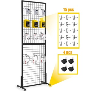Grid Wall Panels Tower Wire Grid wall Display Racks with T-Base Floor standing Double Side Grid wall Panels for Art Craft Shows