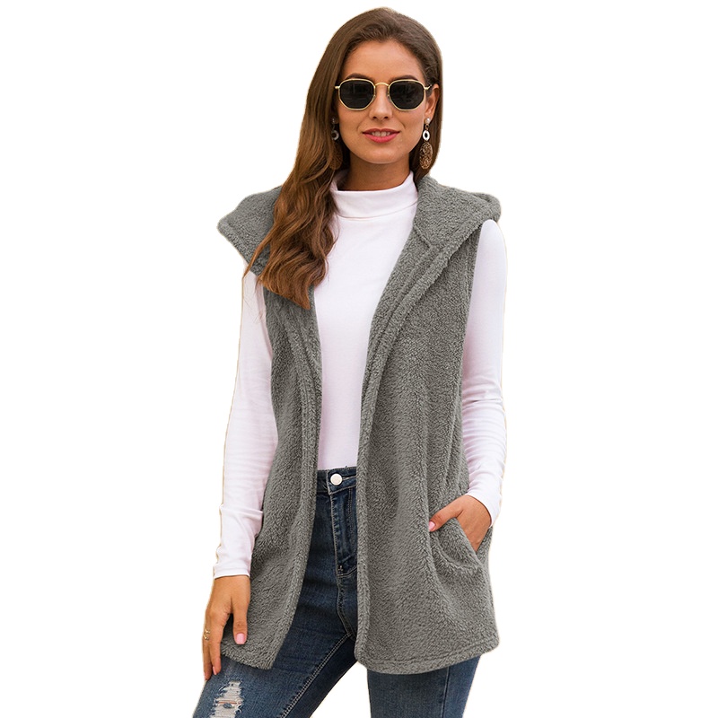 Winter Jackets Woman Puff Sleeve Pockets Zipper cotton Women Vest Coat