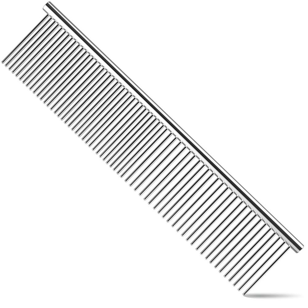 Stainless Steel Pet Dog & Cat with Different Spaced Rounded Teeth Wide Trimmer Comb Shedding Comb and Grooming Comb