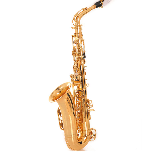 Alto Instrument Accessories Sax Saxophone Alto Gold Lacquer Brass Professional Eb OEM China Body Head Surface Weight Material