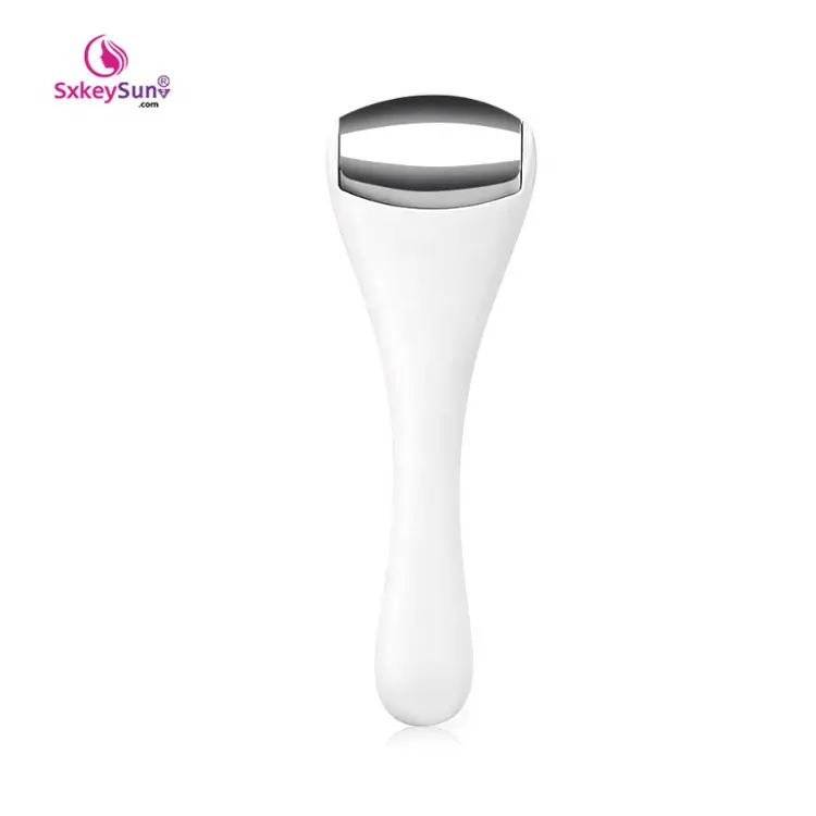 new design private label 2 in q stainless steel premium bronze handheld cold ice face roller therapy metal ice massage roller