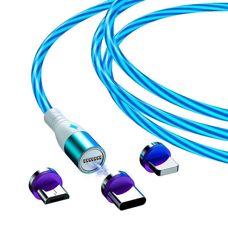 Новый 3A LED движущаяся светящийся Магнитный быстрой зарядки USB Кабель зарядного устройства для передачи данных кабель линия