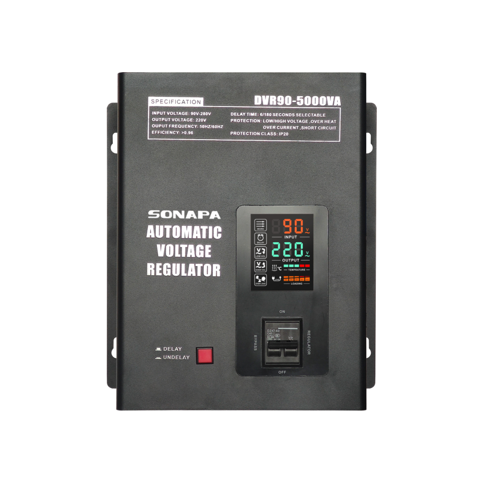 5000VA Relay type big case wall mounted black automatic voltage regulators stabilizers