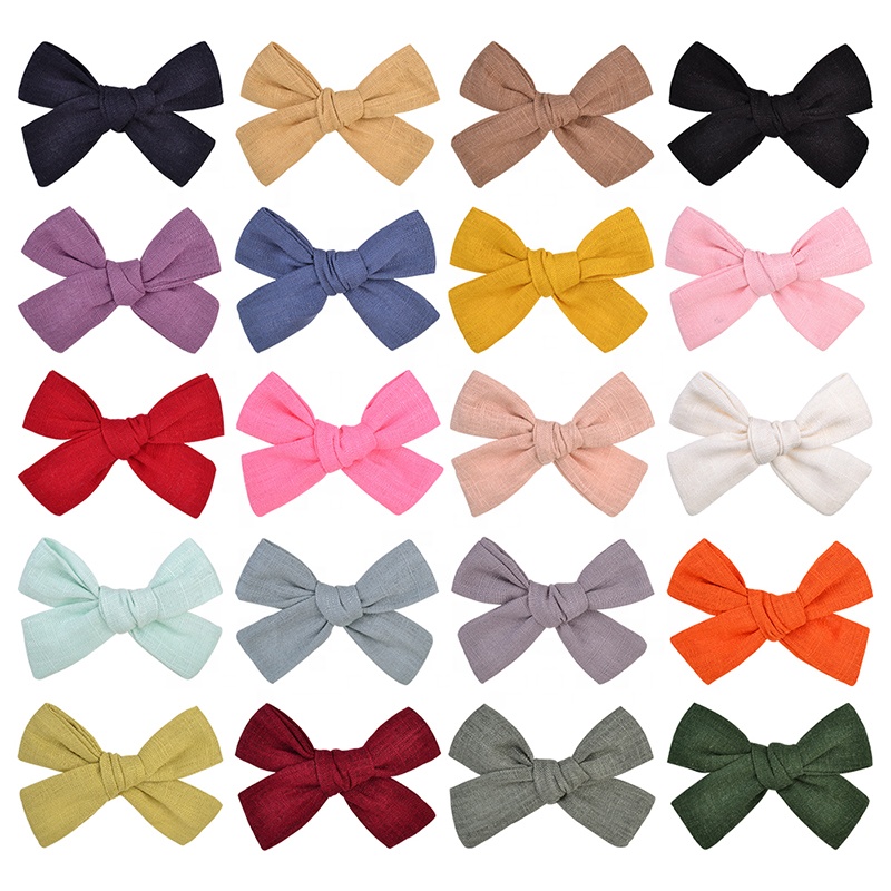 Big Bow Cotton Hairpin Solid Color Ponytail Hair Clips for Girls