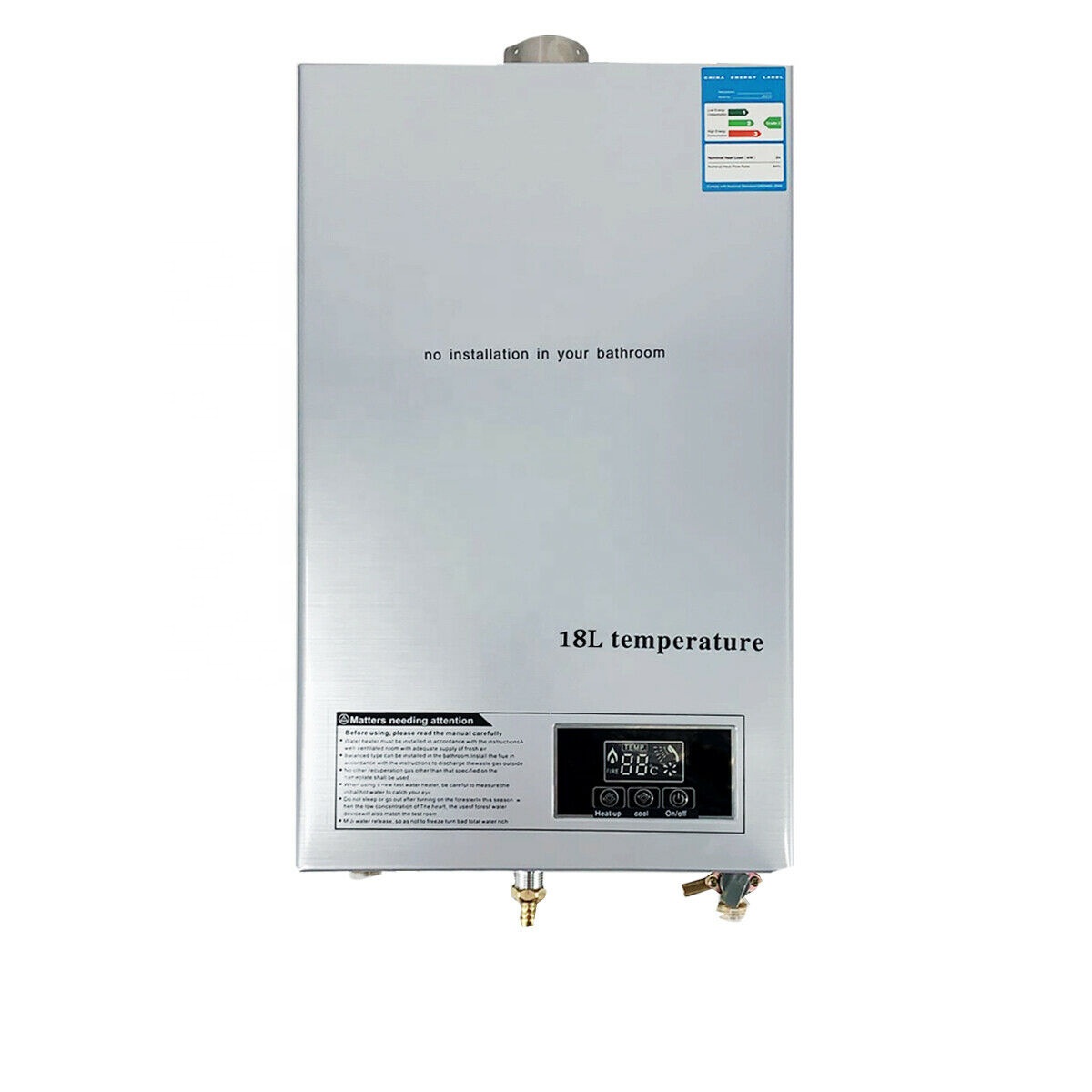 18L High Efficiency Tankless Constant Natural Gas Water Heater with LED Digital Display for Showering