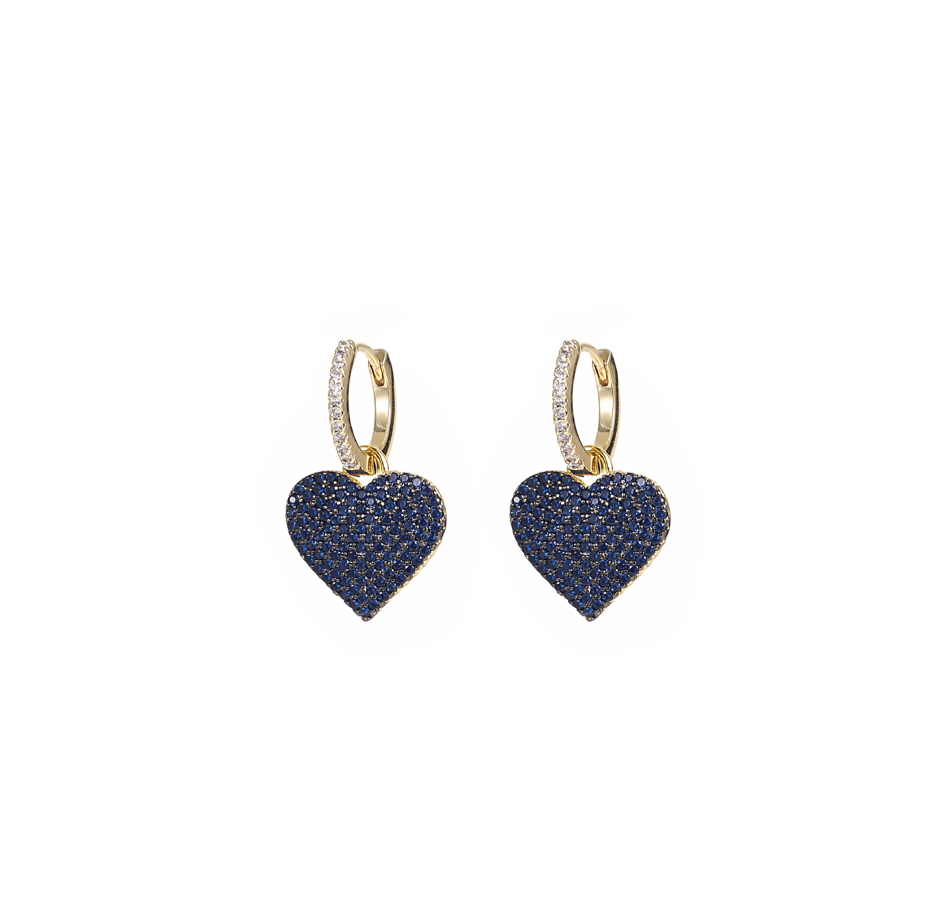 Diamond Heart Shape Charm Earring Daily Valentine's Gift Zircon Prong Brass Women Hoop Earring Iced Out High Quality Jewelry
