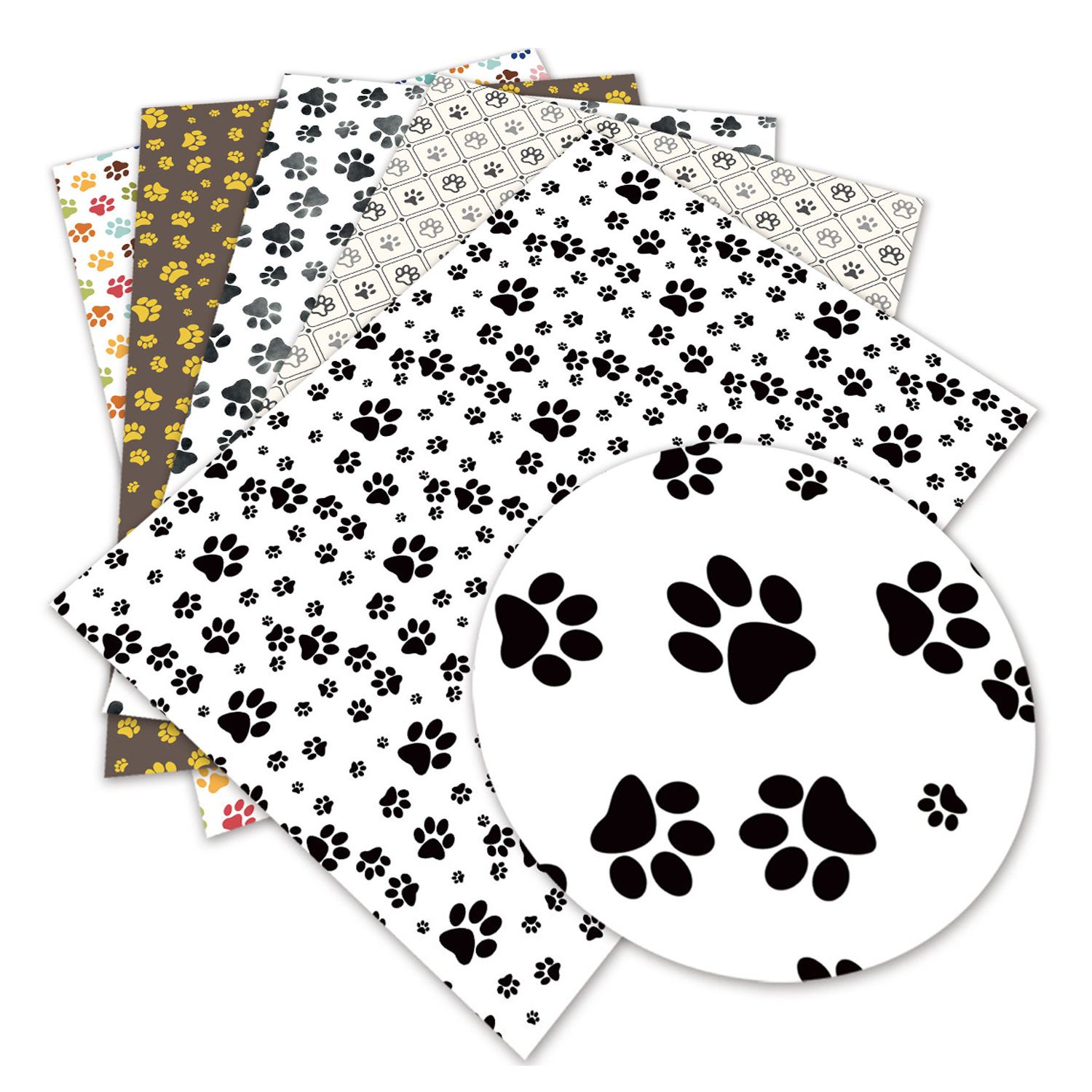 136 Cm *30 Cm Professional Custom Dog's Footprints Cute Faux Leather Fabric For Bags