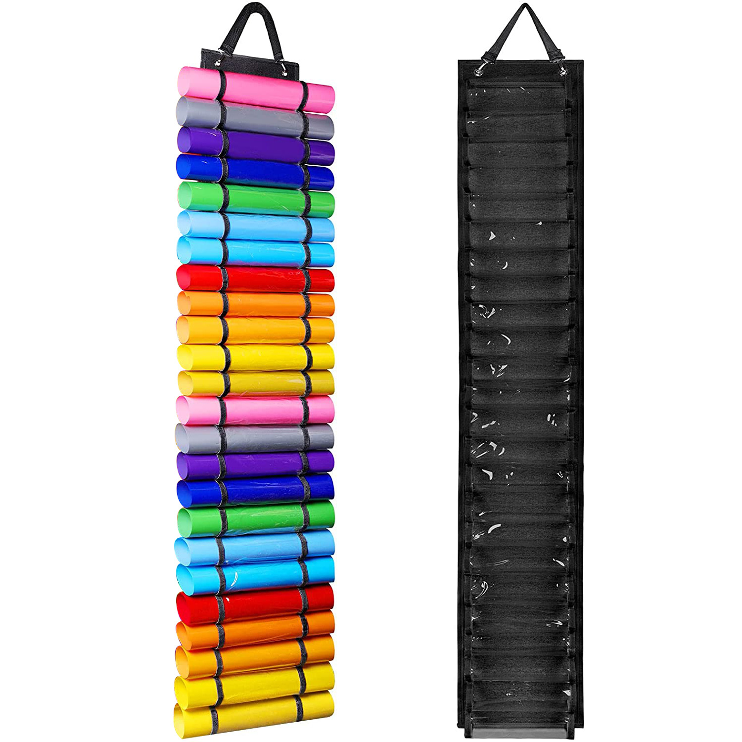 24 Compartments Vinyl Roll Holder Wall Mount Over The Door Hanging Organizer Storage Vinyl Roll Storage Rack
