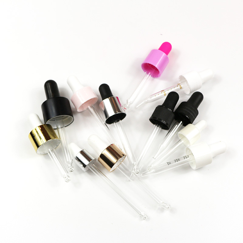 stock and wholesale essential oil glass pipette cosmetic packaging black dropper 18mm wood bamboo glass dropper