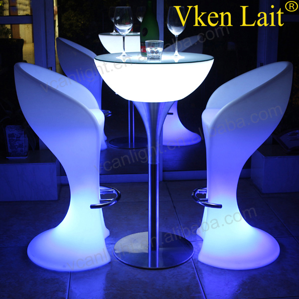 Plastic material rotational molding LED light up bar furniture LED tall bar chair with led table set