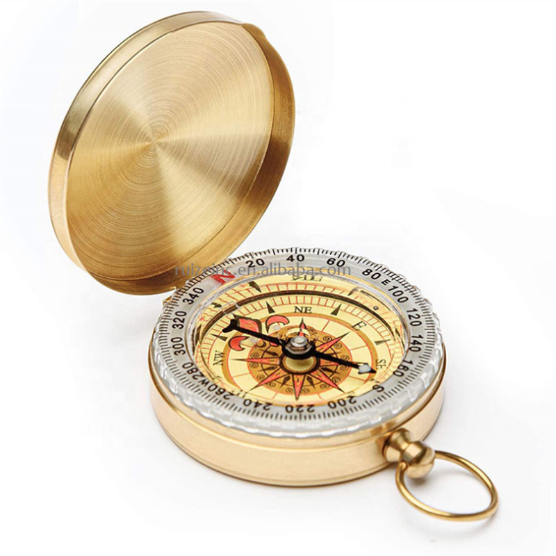 High Quality Camping Hiking Brass Golden Compass Portable Compass Navigation for Outdoor Activities