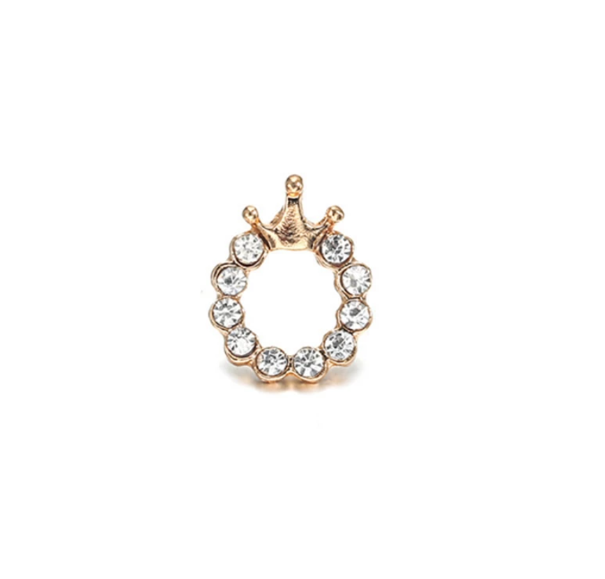 Fashion Jewelry Shining Crystal Round Circle Stud Earrings For Women Girl Gold Color Princess Crown Earrings Party Wedding Gift
