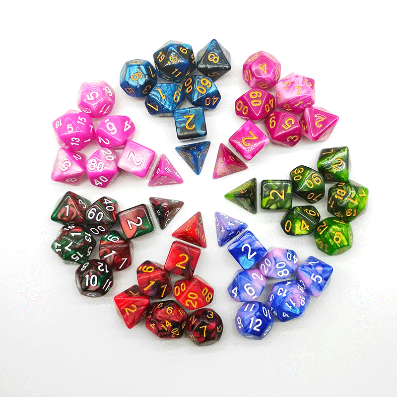 ESANDA DND Dice Set  7 PCS SET Polyhedral Dice for Dungeons and Dragons RPG MTG Table Games with Large Flannel Bag