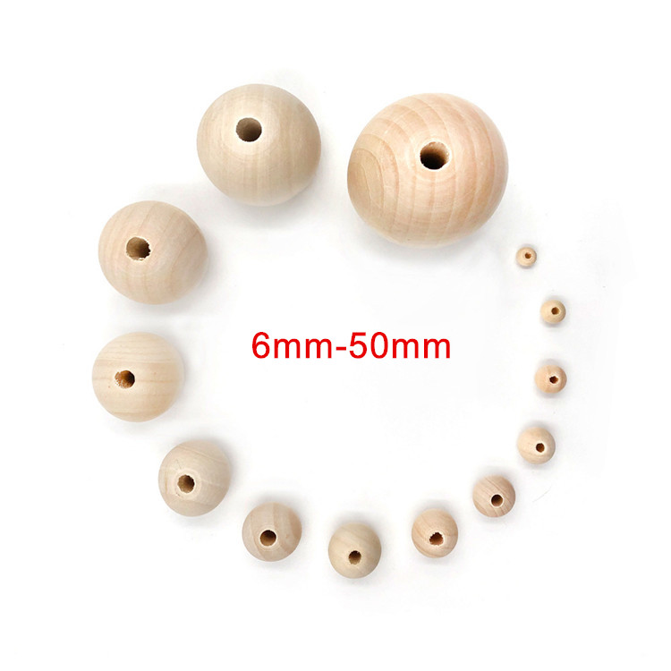 Multi-size Eco-friendly Natural Color Loose Wood Beads Wooden Spacer Beads For Jewelry Making