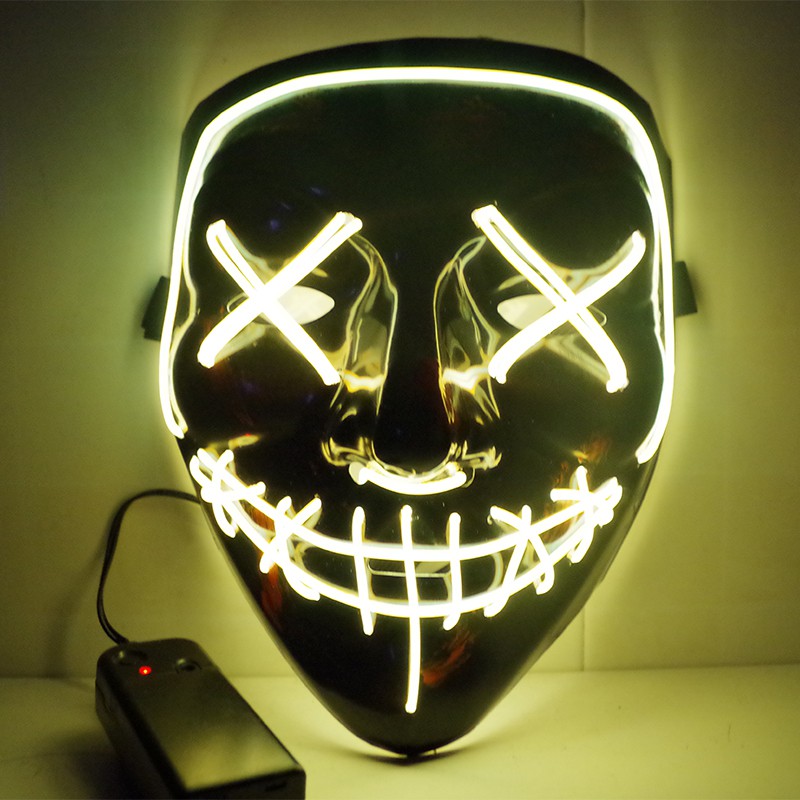Promotional funny Halloween glowing mask fast shipping purge party mask glow mask