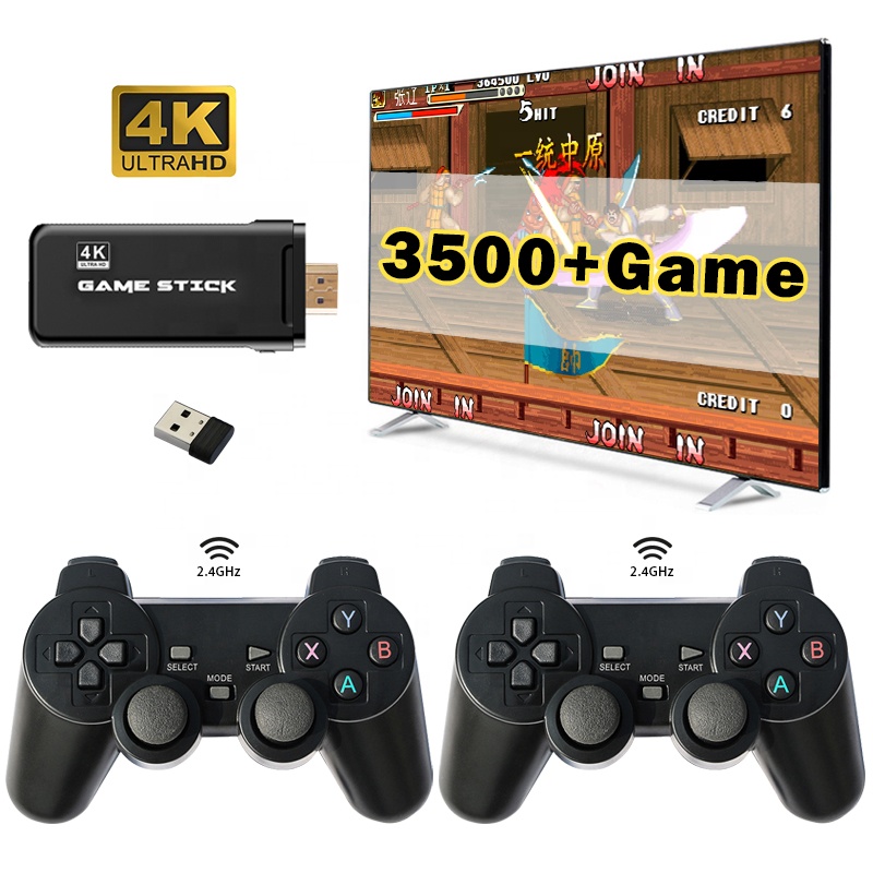Игровой джойстик 4K HD ТВ видео игра ключ HDMIi PS1 эмуляторы двойной 2,4G беспроводной геймпад контроллер 3D игровая консоль