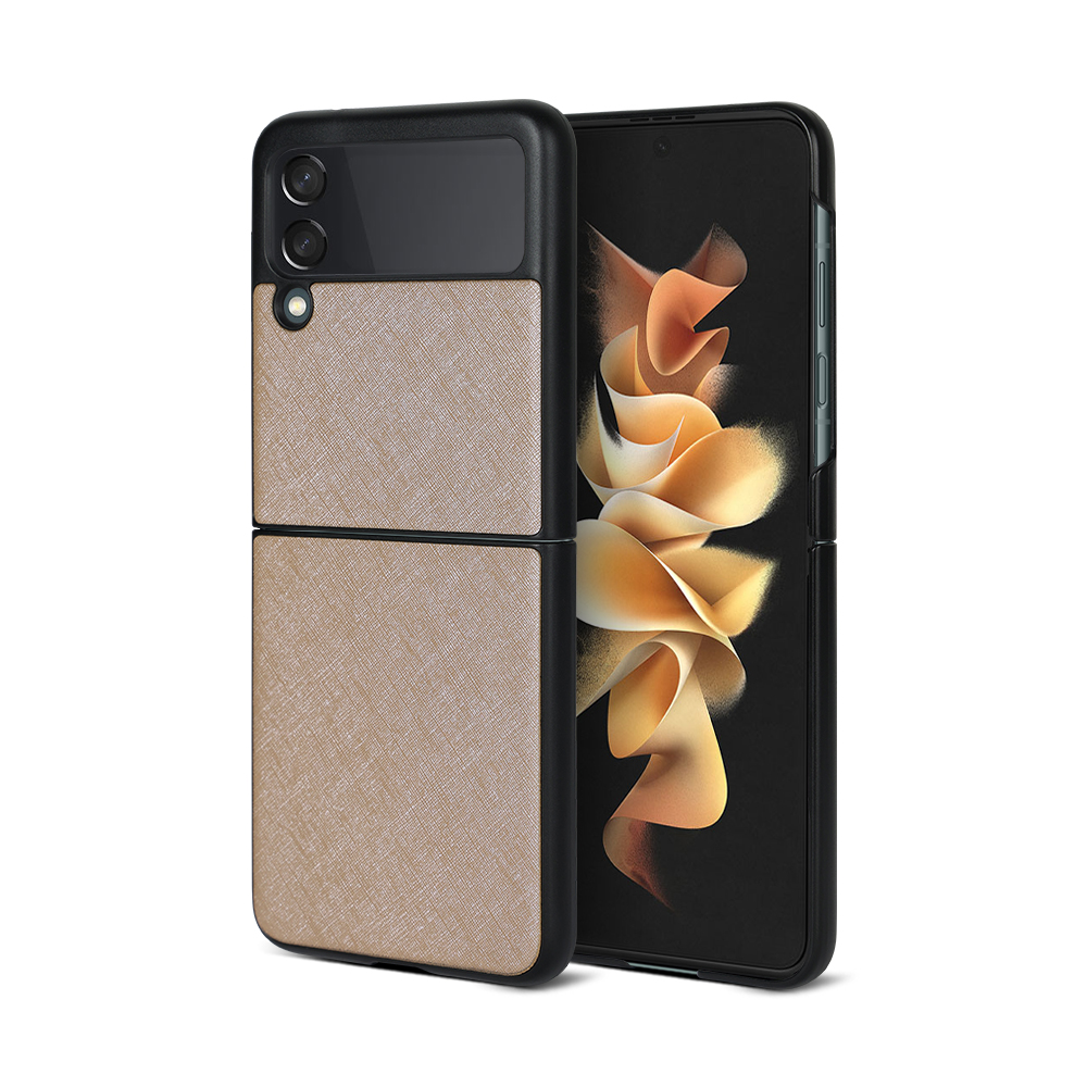 For Samsung Galaxy Z Flip 3 5G Case, PU Leather Back Cover + Hard PC Protective Shell Thin Fit Phone Case for Galaxy Z Flip3