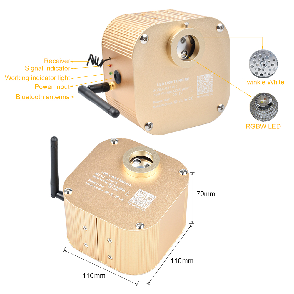 Bluetooth 16W Twinkle Fiber Optic Light Engine with Shooting Meteor Effect