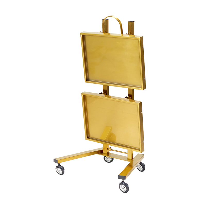 High quality factory outlet salon furniture golden chrome color trolley for barbershop