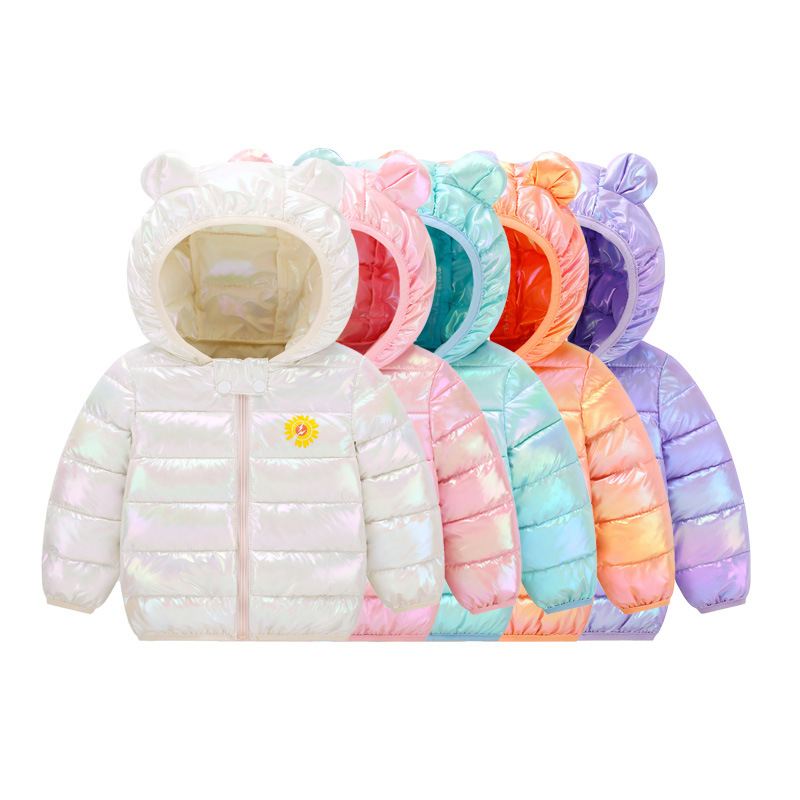 Wholesale baby girls jacket kids boys Light down coats with ear hoodie Winter girl clothes infant children's clothing
