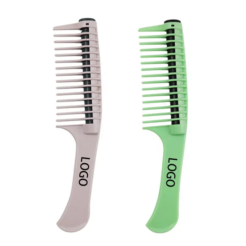 Private Label Anti-static Lady Long Hair Large Tooth Comb Salon Hair Styling Tools Rolling Heart Hair Dyeing Brush