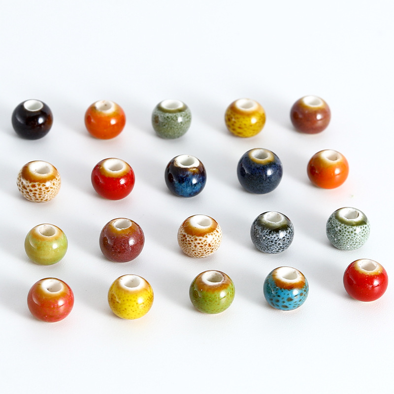 Clay Beads,Vintage Ceramic Beaded Jewelry Accessories Floral Glaze Ceramic Beads for Diy