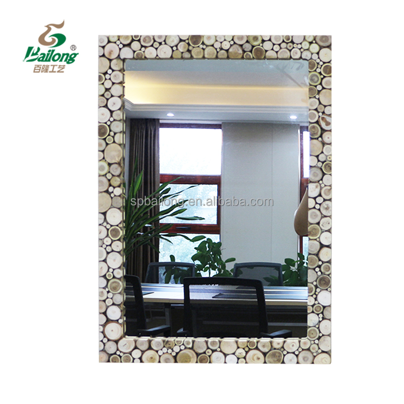 BSCI factory farmhouse decor rustic home indoor wooden frame decorative wall mirror