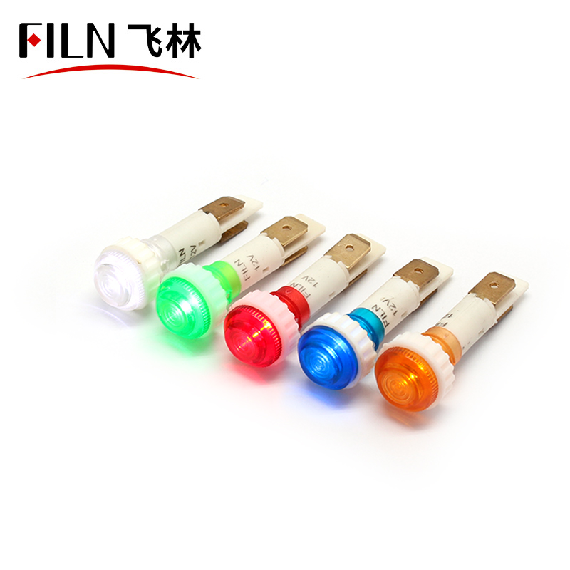 Filn solder pins Signal Lamp Panel Mounting neon lamp Red Green orange Lights 220V 12V 24VDC Mounting hole 10mm plastic lights