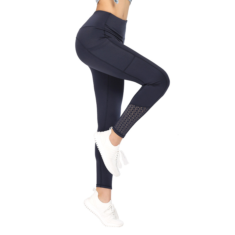 New European and American Pocket Yoga Pants women's tight elastic running pants quick drying and breathable peach fitness pants