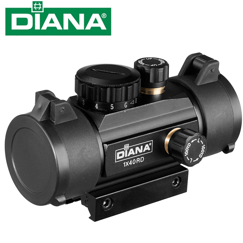 Тактический Оптический прицел DIANA 1x40, прицел с зеленой и красной точкой, подходит для направляющей винтовки 11/20 мм для охоты