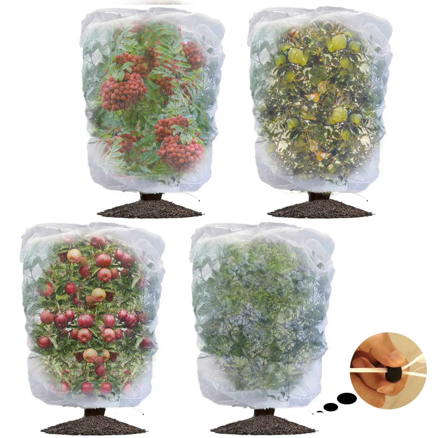 Garden Plant Fruits Blueberry Bushes Protection Netting Covers Bags with Drawstring Netting Barrier Bags for Vegetables Fruits